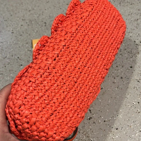 PATRICIA NASH BACOLI RAFIA CROSSBODY BAG BRIGHT CORAL NEW WITH TAGS AND DUST BAG